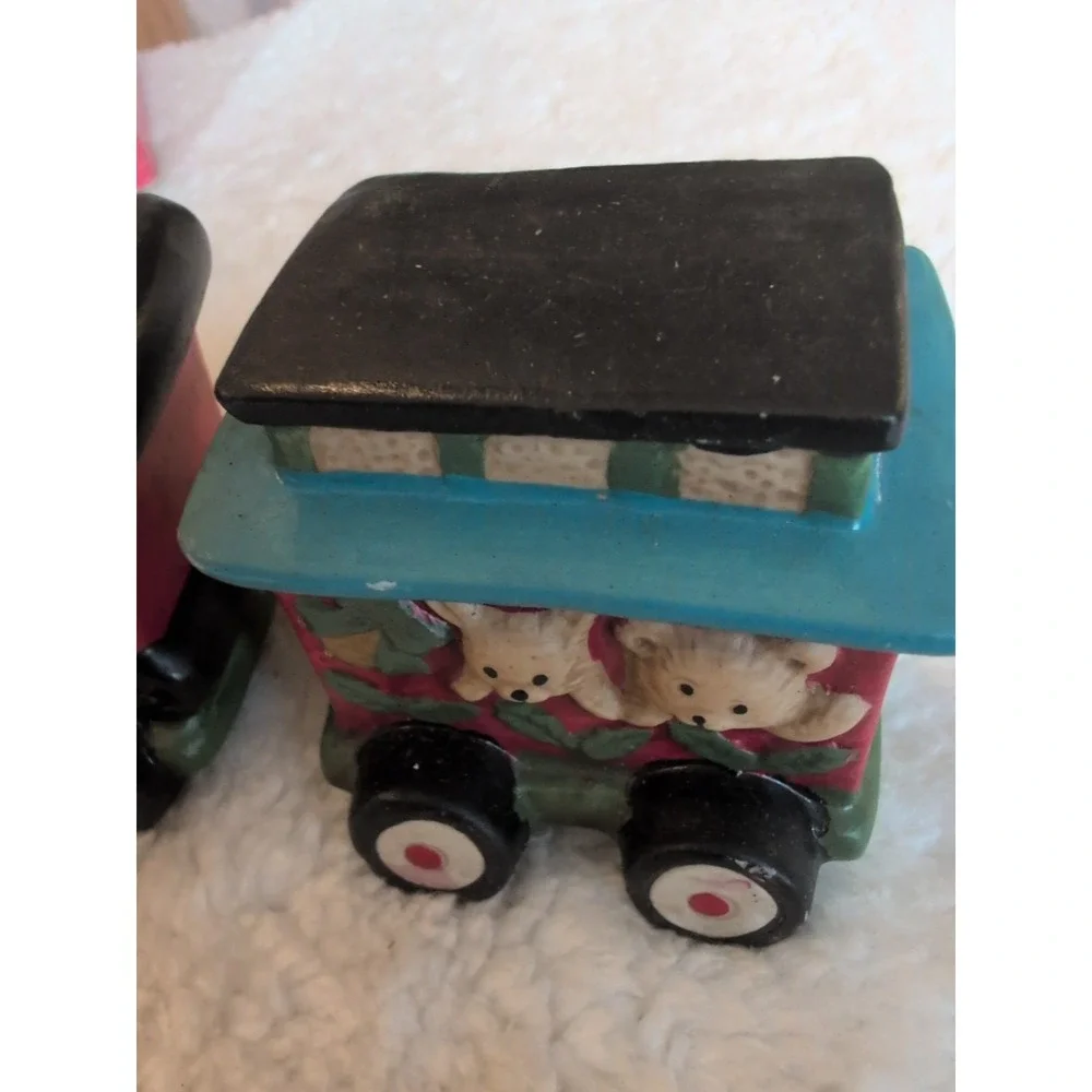 Vintage Fine Porcelain Christmas Train Santa And Friends 4 Piece Engine‎ Caboose